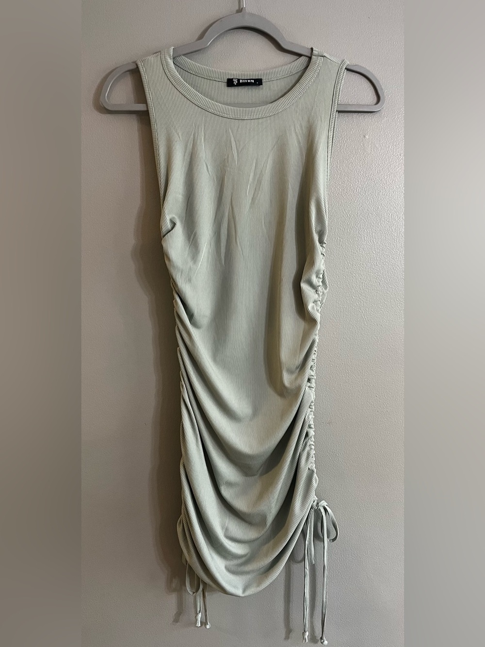 BTFBM Women’s Ruched Midi Skirt in Sage Green